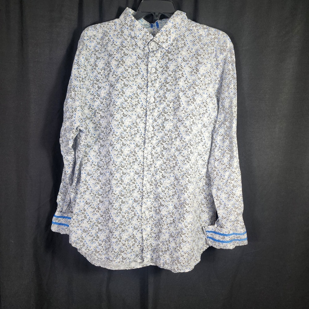 Robert Graham Men's Modern Americana Geometric Print Button Down Shirt XL